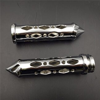 HTTMT TRHB121- Motorcycle Chromed Hollowed-out Spike Hand Grip 1" 25mm Bars CNC Compatible with Suzuki GSXR Honda Ninja Handlebars Sport Bike Hand Bar