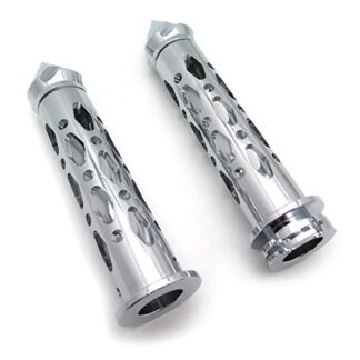 HTTMT TRHB122-22- Motorcycle CNC Made Chrome 7/8" 22mm Spike Bar Ends Grips Compatible with Kawasaki Ninja 250 500 ZX6 ZX7 ZX9 ZX10 ZX12 ZX14 (All Models and Years)