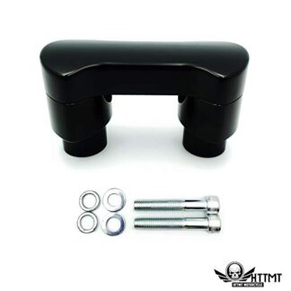 HTTMT- US-TGHD-HBS010-BK- 2in / 2" Tall 1.25" Mount Black Hefty Handlebar Riser/Top Clamp Kit Compatible With Harley
