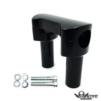HTTMT- US-TGHD-HBS010-I-BK- 4in / 4" Tall 1.25" Mount Black Hefty Handlebar Riser/Top Clamp Kit Compatible With Harley