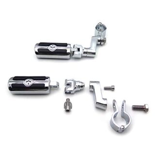 HTTMT- USMT216-058+216-051-CD- 1 1/4" 1.25" 32mm Gear Skull Highway Foot Pegs Peg Mount Kit Compatible With Harley Touring