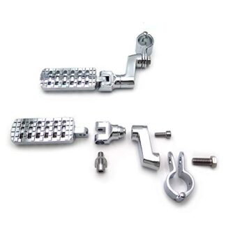 HTTMT- USMT216-058+216-125-CD- Racing Dominator CNC Footpeg 1.25" Clamp Compatible With Harley Street 500 750 Road King Yamaha Kawasaki Chrome [See Fitmen]