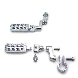 HTTMT- USMT216-058+216-125B-CD Billet Aluminum Chrome Dominator CNC FootPeg 1.25" 32mm Clamp Mounting Compatible With Harley Softail Roadster Yamaha Kawasaki [See Fitmen]