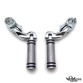 HTTMT- USMT216-111+216-096- Chrome 2.5" Short Foot Peg Kit 1.25" Engine Guard Compatible With SuperLow 1200T XL1200T Yamaha Kawasaki Harley Davidson See Fitment