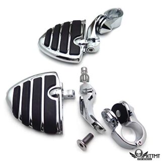 HTTMT- USMT216-111+312-G- Chrome 2.5" Mini Wing Foot Peg Kit 1.25" 1 1/4"Compatible With Kawasaki VULCAN VN400 VN800 Yamaha Harley Davidson See Fitment