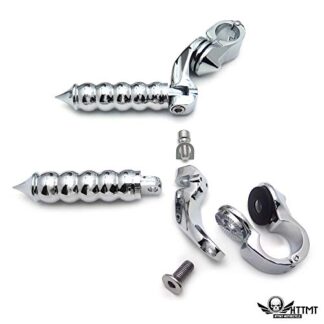 HTTMT- USMT216-111+MT094-014- Chrome 2.5" Long Foot Peg Sugar Hawks 1.25" Engine Guard Compatible With Harley SuperLow 1200 Yamaha Kawasaki Harley Davidson See Fitment