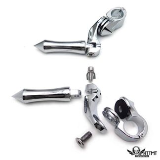 HTTMT- USMT216-111+MT095-014- 2.5" Chrome FootPeg Peg 1.25" Engine Guard Compatible With Harley Davidson Sporster Dyna Touring Softail Yamaha Kawasaki See Fitment