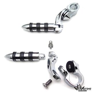 HTTMT- USMT216-111+MT107-014- Chrome O-RING 2.5" Long Foot Peg Kit 1.25" Compatible With Magna VF750 VF1100 Yamaha Kawasaki Harley Davidson See Fitment