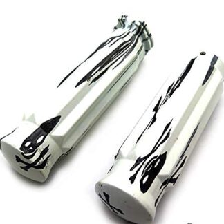 HTTMT- USMT216-112+MT120-014-CD- White Skull Pirate 1" 25mm HandleBar Grips Motorcycle Hand Grips For Harley