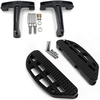 HTTMT- USMT216-124+216-109A-BK- Black Leaf Knob Dominator Passenger Footboard Compatible With Harley Touring 93-08 Road King