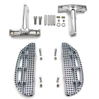 HTTMT- USMT216-124+216-109A-CD- Chrome Leaf Knob Dominator Passenger Footboard Compatible With Harley Touring 93-08 Road King