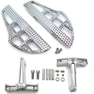 HTTMT- USMT216-124+216-119B-CD- Dominator Leaf Shark Fin Passenger Floorboard Compatible With Harley Touring 93-08 Chrome