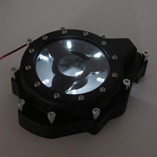 HTTMT- White LED Glass See Through Engine Cover For Suzuki Gsx1300R Hayabusa 99-13 Black