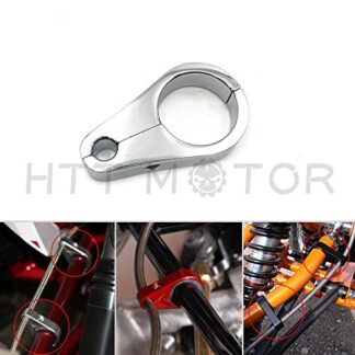HTTMT XH2700-051- Compatible with 25mm 1 inch Chrome Motorcycle Brake Line Clutch Cable Handlebar Frame Clamp Clips