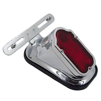 HTTMT XH3118B-A- Motorcycle Chrome Red Metal Tombstone Brake Tail Light Signal Compatible with Motorcycle Bike