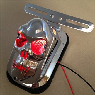 HTTMT XH3118B-B-CD Chrome Red Metal Brake Tail Light Signal Compatible with Harley Davidson Bike…