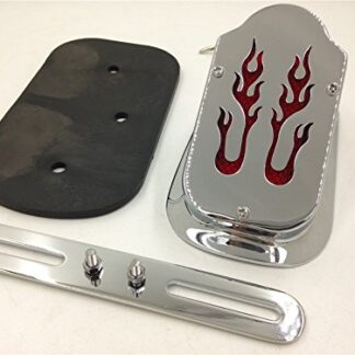 HTTMT XH3118B-C- Motorcycle Chrome Red Metal Flame Brake Tail Light Signal Compatible with Motorcycle Bike