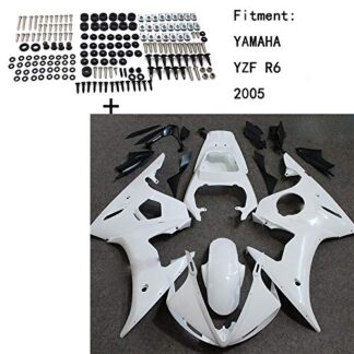 HTTMT Y0603- Unpainted ABS Body work Fairing Kit w/screw Compatible with YAMAHA YZF R6 2005 INJECTION