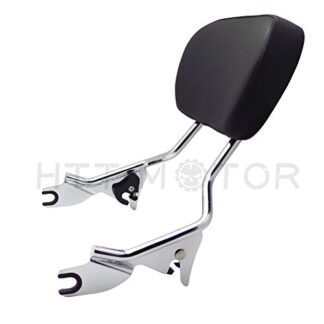 HTTMT- adjustable Chrome Backrest Sissy Bar with pad w/Skull Mounting Plate For ALL YEAR Harley Davidson Touring FLHR- Road King FLHX- Street Glide