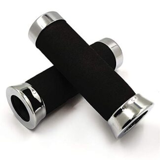 Hand Grips Black Chrome ATV QUAD YAMAHA KAWASAKI POLARIS SEADOO WATERCRAFT BOMBARDIER JET SKI ATV FOREMAN RECON RINCON Kawasaki Brute Force Prairie BRUIN GRIZZLY KODIAK(7/8" & 1")