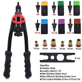 Hand Nut Riveter 330mm 13" Rivet Gun Kit Rivnut Thread Setting Tool Nut Setter NutSert Metric SAE Riveting