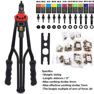 Hand Nut Riveter 440mm 17" Rivet Gun Kit Rivnut Thread Setting Tool Nut Setter NutSert Metric SAE Riveting