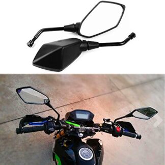 Heavy Duty Motorcycle Rear View Side Mirrors -10mm Clockwise Threaded Mounting Bolt-Fits for Kawasaki Suzuki Victory and More