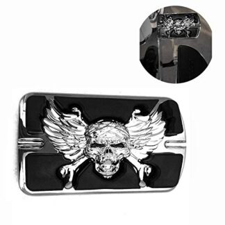 High Quality Wing Skull Zombie Emblem Chromed Harley Davidson Touring Softail Brake Pedal Large Pad H-D Willie G.