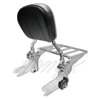 HongK- Adjustable Detachable Backrest Sissy Bar w/ Luggage Rack for 97-08 Touring Chrome