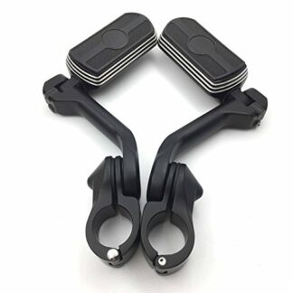 HongK- Black New Skull Foot Peg w/ 5" Long Angled Adjustable Mount Kit For 1.25" Engine Guard (Harley Forty Eight XL1200X/ Street Glide/Fat Boy/Iron 883)