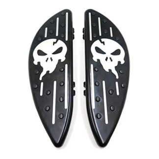 HongK- Black Skull Driver Stretched Floorboard For Dyna Switchback FLD Softail Heritage Springer