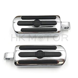 HongK- Chrome New Skull Footpegs Footrest For 1984-2016 Harley Davidson models with male mount-style foot peg support (V Rod Muscle/Tri Glide/SuperLow)