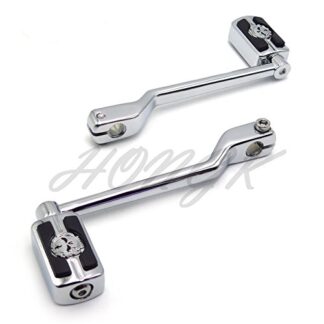 HongK- Chromed New 2 PCs Billet Style Heel/Toe Shift Lever Gear Shift Foot Lever with Skull Foot Peg Footresr For Harley FL Softail Touring Trike FLST FLT FLHT Road King Street Glide CVO