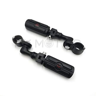 HongK- Replacement of Black Angled Adjustable Skull Foot Peg For 1.25" Engine Guard Frame Tube