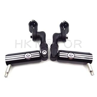 HongK- Replacement of Black Highway Foot Pegs Footrest 1 1/4" Engine Guard Mounts Clamps For Harley