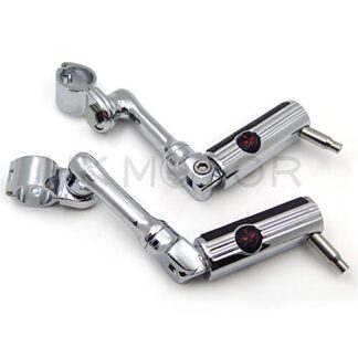 HongK- Replacement of Gear Skull 1" 25mm Footpeg Mounting Kit Chrome Long Angled