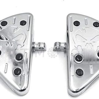 HongK-Replacement of Skull Deep Cut Rear Passenger Stretch Foot Floor Board For Harley 86-15 Chrome