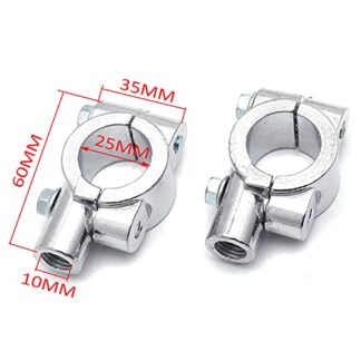 Htt Chrome Guidon pour moto 2,5 cm 25 mm 10 mm Miroir Filetage support de fixation Clamp adaptateur