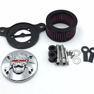 Htt Chromé Tête de mort avec os croisés spécial Yeux Système de filtre d'entrée d'air Cleaner Kit pour Harley Sportster Xl883 Xl1200 1988–2015