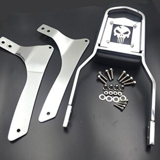 Htt Moto Chrome Tête de mort dossier Sissy Bar Pad pour 2005–2009 Suzuki Boulevard C90/1998–2004 Suzuki Vl1500 Intruder