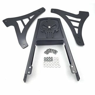 Htt Moto Noir Tête de mort dossier Sissy Bar avec pad en cuir pour 1995–2003 Harley Davidson Sportster 883 Xl883 1200 Xl1200