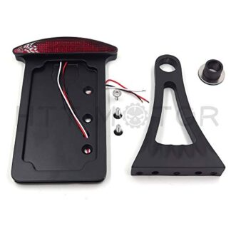 Htt Moto Noir côté Plat monté sur support de plaque d'immatriculation W/LED Feu arrière de frein lumière 7/20,3 cm ou 2,5 cm essieux pour Suzuki/Kawasaki/Yamaha/Honda/Harley Fat Bob Street Bob XL 883 Sportster