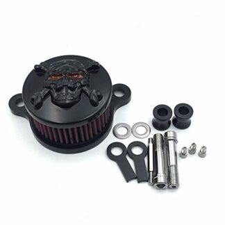 Htt Noir Tête de mort avec os croisés spécial Yeux Système de filtre d'entrée d'air Cleaner Kit pour Harley Sportster Xl883 Xl1200 1988–2015