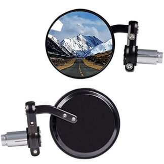 KAWELL Rear View Side Mirror Round Bar End Convex Hawk-eye Motorcycle Mirror For 7/8" Handle Bars Fits Most Harley Davidsons Suzuki Honda Kawasaki Cruisers