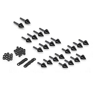 Krator FRB016-B Black Fairing Bolts (2003-2006 Kawasaki Ninja ZX6R / 636 / ZX6RR Billet Aluminum Spike Motorcycle Frame Bolts Sports Street Bike)