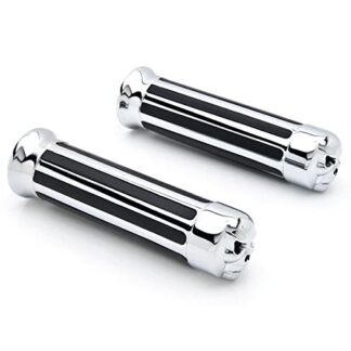 Krator HG001 Hand Grips (Chopper Skull Billet Chrome Comfortable 1" Handle Bar Cruiser Bike)