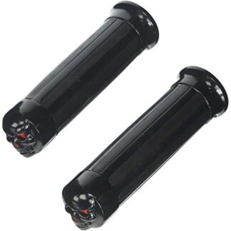 Krator HG001B Black Motorcycle Handlebar (Skull Custom Hand Grips Cruiser Chopper Bike 1" Inch)