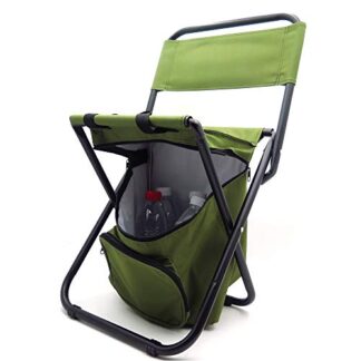MT-ET-Seat002-ARMYGREEN XHT(BC) Backrest Fishing Chair PVC Water Resistant Portable Folding With Ice Thermos Bag