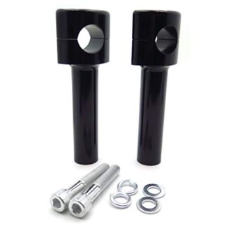 MT-TGHD-HBS007-II-BK XHT(BC) 1in. Handlebar Riser Clamps Mounts Kit 6" tall For Harley Black Motorcycle Cruisers Metrics