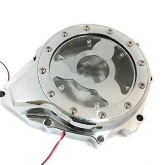 MT054A-CD+BLUE LED XHT(BC) Blue LED Glass See Through Engine Cover For Suzuki Gsx1300R Hayabusa 99-13 CHROMED